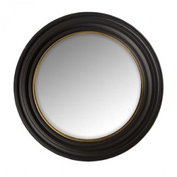 4251287718270 - Luxus Wand Spiegel Neo Klassisch Schwarz mit goldener Innenumrandung convex gewÃ¶lbt 75 x 75 cm - Wandspiegel