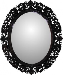 4251287718423 - Barock Luxus Wandspiegel aus Eichenholz Schwarz Hochglanz  B 129 cm H 109 cm - Edel & Prunkvoll - Made in Italy
