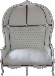 4251287721126 - Barock 2er Ballon Sofa  WeiÃ Lederoptik   WeiÃ - Wohnzimmer Couch MÃ¶bel Lounge Hochzeit