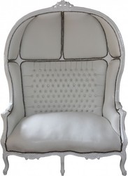 4251287721126 - Barock 2er Ballon Sofa  WeiÃ Lederoptik   WeiÃ - Wohnzimmer Couch MÃ¶bel Lounge Hochzeit