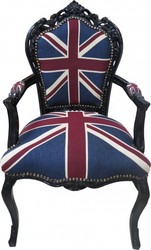 4251287733891 - Barock Esszimmer Stuhl mit Armlehnen Union Jack Schwarz - Antik Stil Möbel 4251287733891 - Barock Esszimmer Stuhl mit Armlehnen Union Jack Schwarz - Antik Stil Möbel