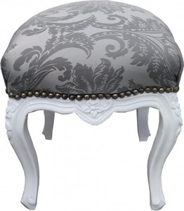 4251287709384 - Barock Sitzhocker Grau Muster   WeiÃ HÃ¶he 40 cm Breite 35 cm - Barock MÃ¶bel