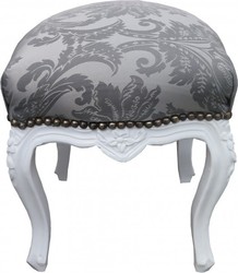 4251287709384 - Barock Sitzhocker Grau Muster   WeiÃ HÃ¶he 40 cm Breite 35 cm - Barock MÃ¶bel