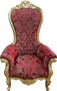 4251287734713 - Barock Thron Sessel Majestic Medium Bordeaux Muster   Gold mit Bling Bling Glitzersteinen - Riesensessel - Thron Stuhl Tron