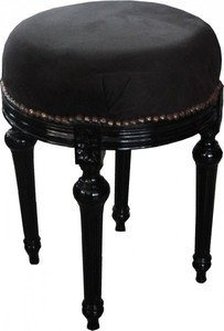 4251287735178 - Barock Sitzhocker - Rundhocker Schwarz   Schwarz - Barock Hocker MÃ¶bel