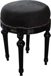 4251287735178 - Barock Sitzhocker - Rundhocker Schwarz   Schwarz - Barock Hocker MÃ¶bel