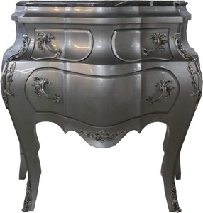 4251287735192 - Barock Kommode Silber mit Marmorplatte B 95 cm H 89 cm - Handgefertigte Barock MÃ¶bel