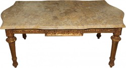 4251287735680 - Barock Couchtisch Gold mit cremefarbener Marmorplatte - Limited Edition 4251287735680 - Barock Couchtisch Gold mit cremefarbener Marmorplatte - Limited Edition