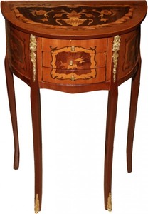 4251287736649 - Barock Kommode mit 3 Schubladen  Braun Intarsien H 70 cm B 45 cm - Antik Stil - Nachttisch Konsole