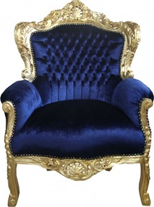 4251287737035 - Barock Sessel King Royalblau Gold