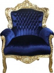 4251287737035 - Barock Sessel King Royalblau Gold
