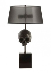 4251287737264 - Luxus Tischleuchte Antik Messing Skull Schwarz Durchmesser 13 x 35 x H 60-77 cm - Luxus Leuchte