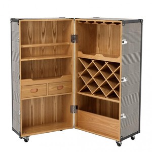 4251287738872 - Luxus Bar Schrank im Vintage Koffer Design Schwarz   WeiÃ - Kommode - Art Deco Barock Jugendstil Kofferschrank - Luxus Hotel Bar Trolley