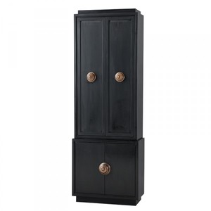 4251287738919 - Luxus Schrank Schwarz Massivholz Messing Griffe - Wohnzimmer Schrank Barock Jugendstil Rokoko Ladeneinrichtung - Luxus Hotel & Boutique MÃ¶bel