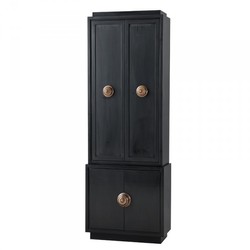 4251287738919 - Luxus Schrank Schwarz Massivholz Messing Griffe - Wohnzimmer Schrank Barock Jugendstil Rokoko Ladeneinrichtung - Luxus Hotel & Boutique MÃ¶bel