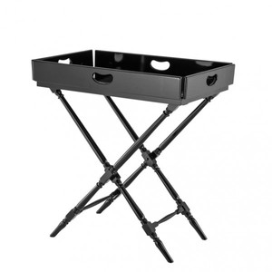 4251287738957 - Luxus Bar Tisch Schwarz mit abnehmbaren aufklappbaren Tablett Schwarz hochglanz - Neoklassisch - Hotel Restaurant MÃ¶bel