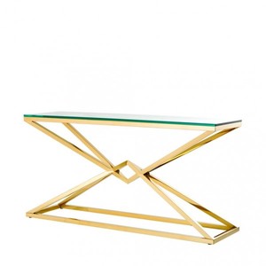 4251287739411 - Luxus Konsole Edelstahl Gold Finish 150 x 40 x H 74 cm - Konsolen Tisch Möbel 4251287739411 - Luxus Konsole Edelstahl Gold Finish 150 x 40 x H 74 cm - Konsolen Tisch Möbel