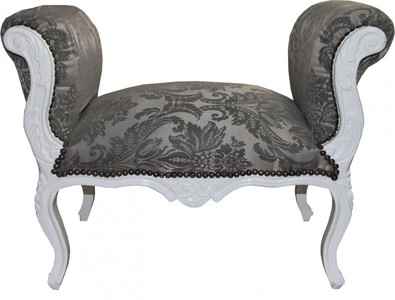 4251549397168 - Barock Schemel Hocker Grau Muster   WeiÃ - Sitzbank