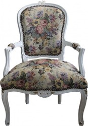 4251287740608 - Barock Salon Stuhl Blumen Muster Creme Gold - Antik Design Möbel - Limited Edition 4251287740608 - Barock Salon Stuhl Blumen Muster Creme Gold - Antik Design Möbel - Limited Edition