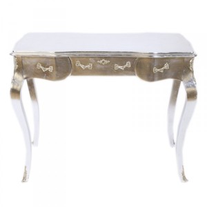 4251287740882 - Luxus Barock Schreibtisch   Konsole Silber inkl Glasplatte 97 x 78 x 48 cm - SekretÃ¤r Luxus MÃ¶bel