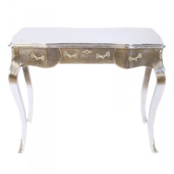 4251287740882 - Luxus Barock Schreibtisch   Konsole Silber inkl Glasplatte 97 x 78 x 48 cm - SekretÃ¤r Luxus MÃ¶bel