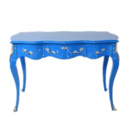 4251287740974 - Barock Schreibtisch SekretÃ¤r   Konsole Blau 120 x 60 x H80 cm - Luxus MÃ¶bel