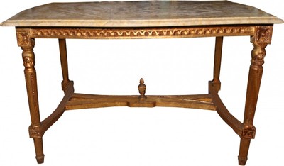 4251287741094 - Barock Couchtisch Gold mit cremefarbener Marmorplatte 96 x 64 cm - Limited Edition