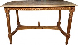 4251287741094 - Barock Couchtisch Gold mit cremefarbener Marmorplatte 96 x 64 cm - Limited Edition