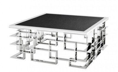 4251287741704 - Art Deco Luxus Couchtisch mit Granitplatte 100 x 100 x H 45 cm - Wohnzimmer Salon Tisch - Hotel MÃ¶bel