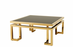 4251287741940 - Luxus Art Deco Designer Couchtisch Gold mit schwarzem Glas - Wohnzimmer Salon Tisch - Luxus Kollektion