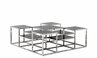 4251287742282 - Luxus Art Deco Designer Couchtisch mit Rauchglas - Wohnzimmer Salon Tisch - Luxus Kollektion