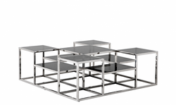 4251287742282 - Luxus Art Deco Designer Couchtisch mit Rauchglas - Wohnzimmer Salon Tisch - Luxus Kollektion