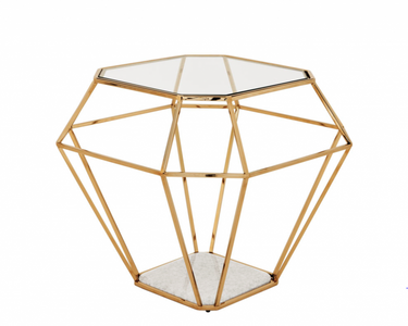 4251287742480 - Luxus Art Deco Designer Beistelltisch Gold mit weiÃer Marmorplatte - Luxus Beistelltisch Hotel MÃ¶bel