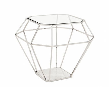 4251287742497 - Luxus Art Deco Designer Beistelltisch Nickel mit weiÃer Marmorplatte - Luxus Beistelltisch Hotel MÃ¶bel