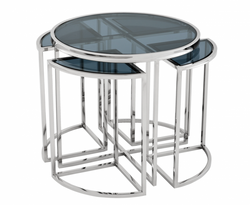 4251287742510 - Luxus Art Deco Designer Beistelltisch 5er Set mit Rauchglas - Luxus QualitÃ¤t