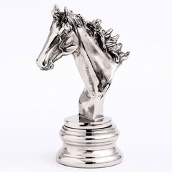 4251287742664 - Figur Pferd auf Sockel Aluminium vernickelt 155 x 10 x H23 cm - Edel & Prunkvoll