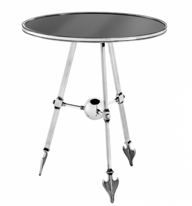 4251287743128 - Luxus Art Deco Designer Beistelltisch Antik Silber mit schwarzem Glas - Luxus Tisch