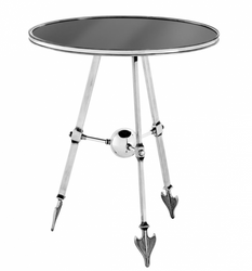 4251287743128 - Luxus Art Deco Designer Beistelltisch Antik Silber mit schwarzem Glas - Luxus Tisch