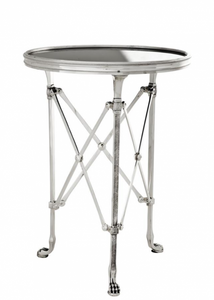 4251287743241 - Luxus Art Deco Designer Beistelltisch Antik Silber mit schwarzem Glas 42 x H 55 cm - Luxus QualitÃ¤t