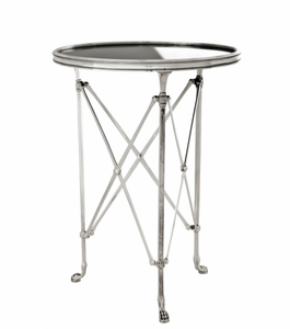 4251287743258 - Luxus Art Deco Designer Beistelltisch Antik Silber mit schwarzem Glas 52 x H 70 cm - Luxus Hotel Tisch