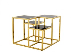 4251287743449 - Luxus Art Deco Designer Beistelltisch Gold mit schwarzem Glas - Luxus Kollektion
