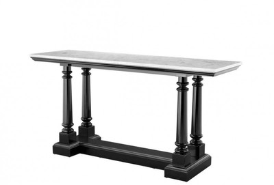 4251287744101 - Luxus Mahagoni Konsole Schwarz mit Marmorplatte - Luxus Konsole