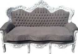 4251287744637 - Barock 3-er Sofa King Grau Weiß - Möbel Barock 4251287744637 - Barock 3-er Sofa King Grau Weiß - Möbel Barock