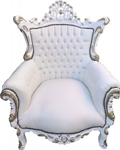 4251287744651 - Barock Sessel Al Capone WeiÃ   WeiÃ mit Goldbemalung - MÃ¶bel Antik Stil