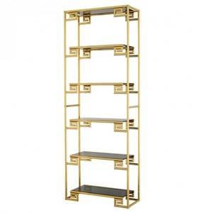 4251287744705 - Luxus Regal Schrank Gold mit Rauchglas - Luxus QualitÃ¤t