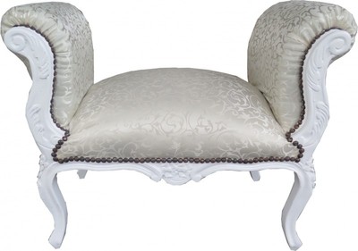 4251287744781 - Barock Schemel Hocker Creme Muster   WeiÃ - Sitzbank