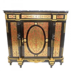 4251287744989 - Barock Boulle Kommode Schwarz   Gold   Rot mit Marmorplatte 130 cm - MÃ¶bel Schrank Sideboard