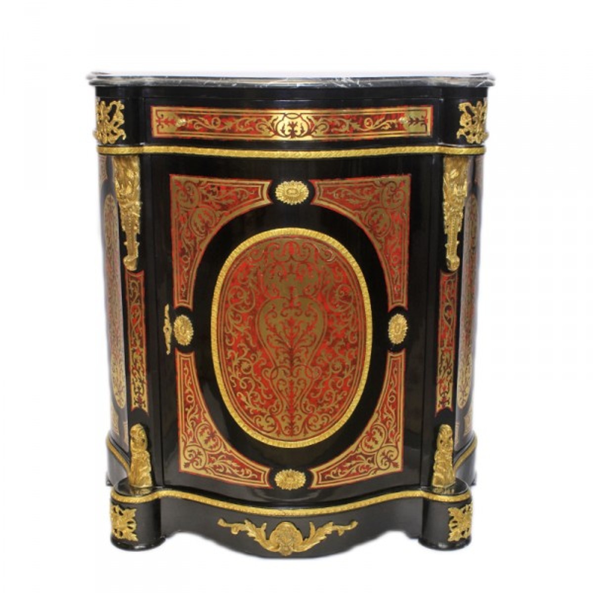 Casa Padrino Baroque Boulle Chest Of Drawers Black Gold Red