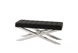 4251287745283 - Luxus Sitzbank mit schwarzer Leder Optik 120 x 425 x H 535 cm - Luxus Sitzbank