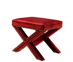 4251287745801 - Luxus Hocker Rot 51 x 37 x H 42 cm - Luxus Kollektion